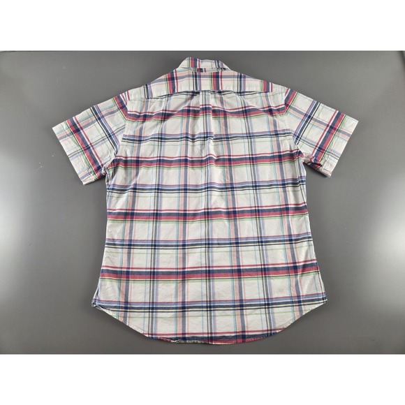 Ralph Lauren Button Down Short Sleeve Slim Fit Windowpane Plaid Oxford Mens XL - Picture 3 of 8